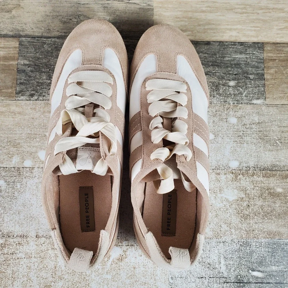 Free People Aces Shoes Sz 11 Tennis Chalk Desert Sand Suede Low-Top Sneaker